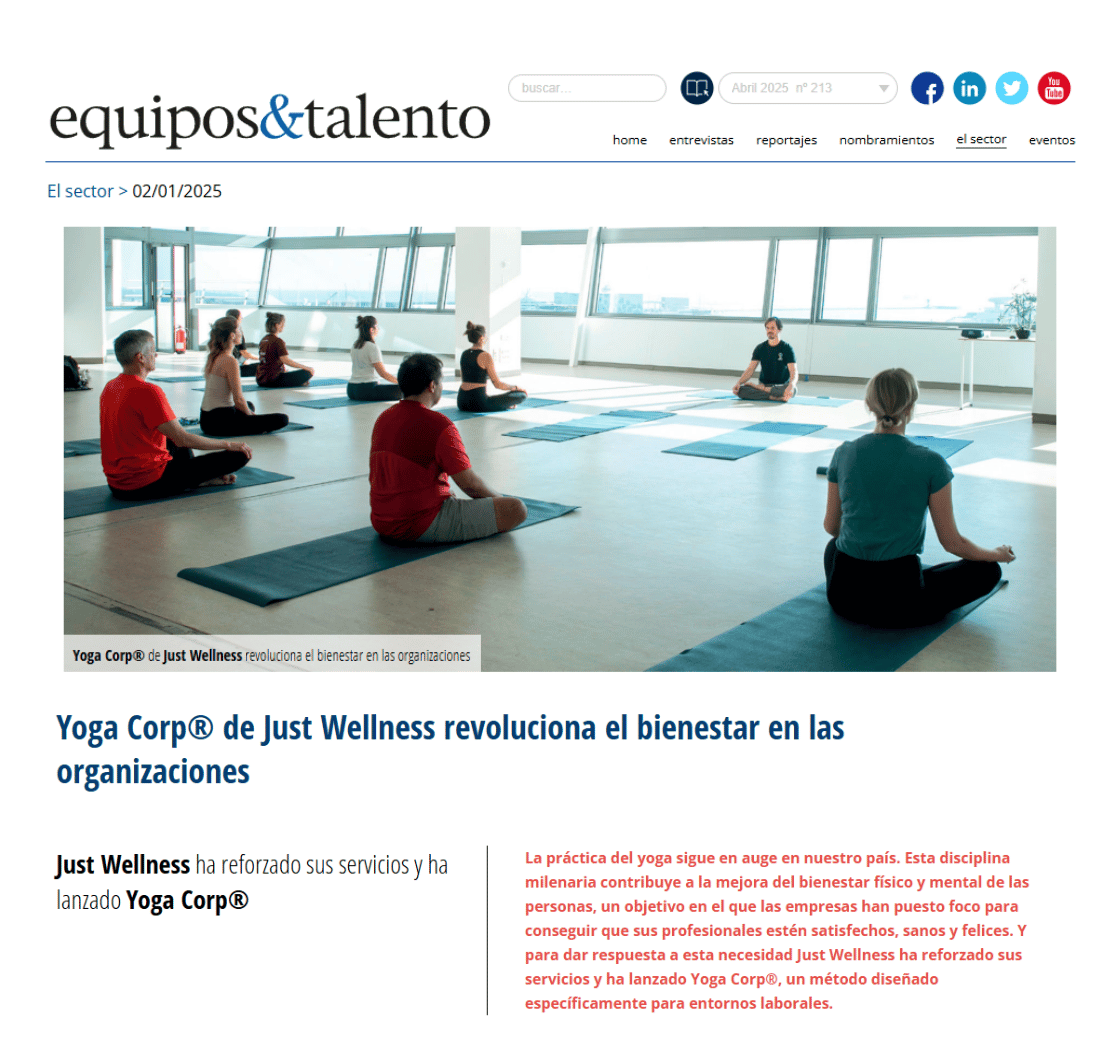 Yoga Corp® de Just Wellness revoluciona el bienestar en las organizaciones